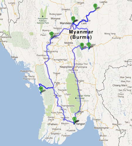 Itinéraire Myanmar
