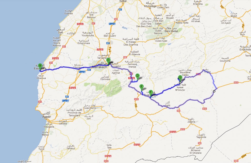 Itinéraire Maroc